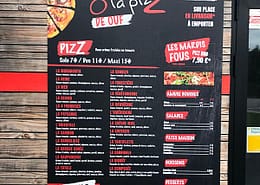 Panneaux dibond pour carte restaurant - pizzeria Bouaye